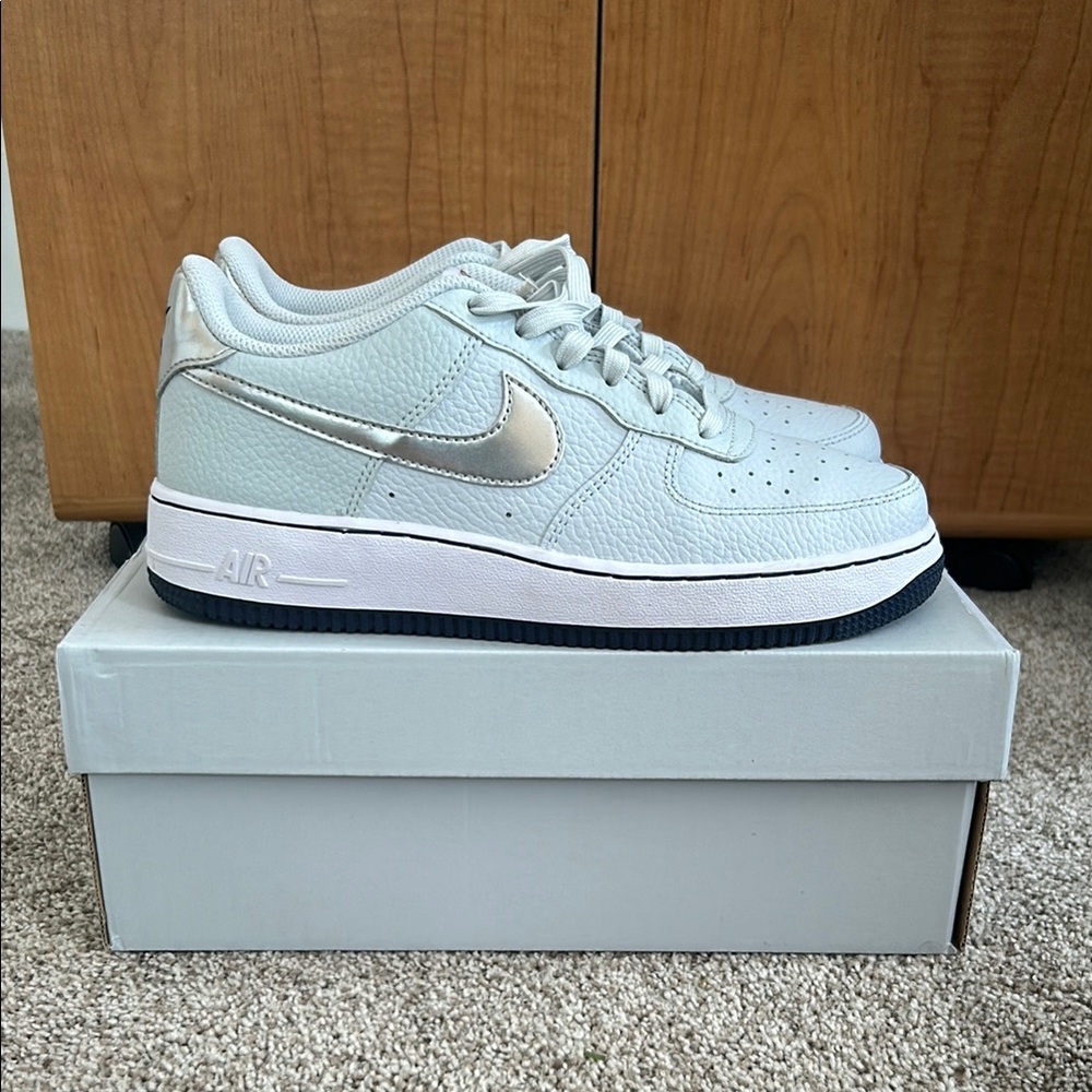 Nike Platinum and Silver Air Force 1s